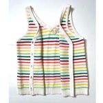 Loft Rainbow Striped Button Sweater Tank Top Sz M Women Photo 5