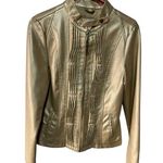 FRIDA G (M) GOLD FAUX LEATHER JACKET WITH PLEATED FRONT WITH 2 FRONT POCKETS Size M Photo 0