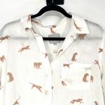 Rails Charli Shirt Women White Playful Cheetahs Print Linen Blend Button Medium Photo 9