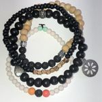 Wooden Beaded Lava Beads Boho Semi Precious Stones Stretchy Bracelets Black Photo 4