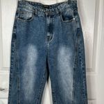 Nasty Gal Denim High Rise Jeans Sz 10 Front Slits Straight Leg Photo 1