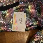 LuLaRoe  ELEGANT STEVIE BOMBER JACKET Large 14/16 Rainbow Sequins Pink Mermaid Photo 3