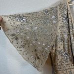 Mac Duggal Embellished Sequin One Shoulder Draped Gown Nude 14 Floral Prom 93635 Photo 3