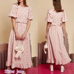 Sister Jane Women’s Floral Maxi Dress Side Cutout Puff Sleeve Milkmaid Pink M+ White Size undefined Photo 2