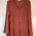 Chico's Chico’s Rust V-Neck Long Sleeve Tunic Top with Chain link Detail Women’s Large Photo 1