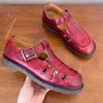 Dr. Martens  • vintage 8251 t-strap mary janes cutout sandals red leather England Photo 0