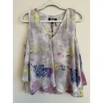 DKNY  Asymmetrical Graffiti Print Sleeveless Top Women's Size Medium NEW Artsy Photo 1