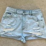Superdry Vintage  light wash distressed high rise jean shorts in size 29 Photo 0
