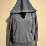 EUC Free People Movement Blue V Neck Hooded Cropped Pullover 2 pockets size XS Photo 0