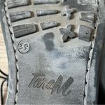 Tara M Loris size 39 black leather and suede combat boots zipper side tie front Photo 5