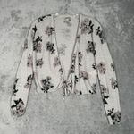 Lucky Brand Sweater Womens Small Glacier Gray Pink Cardigan Cottage Bohemian Photo 1