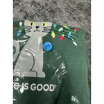 Life is Good Women's Lit Up Cat Christmas Lights Green Long Sleeve Crusher Vee Photo 12
