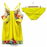 Cacique NWT SWIM by Yellow Floral Blouson Tankini & Bikini Bottom Set Size 14/16 Photo 1