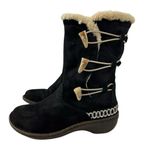 UGG  Australia Kona Mid Calf Leather Toggle Shearling Suede Black Boots Size 5 Photo 3
