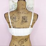 ZARA  Textured Cotton Linen Blend Smocked Back Crop Top White Large NWT Photo 4