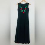 Vintage Texas Couture black button front midi dress rose embroidery. Size 4 Photo 4