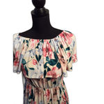 Floral Off Shoulder Maxi Stretch Dress Size Large L Pockets Romantic Girly Photo 2