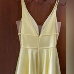 La Femme plunge ballgown in pale yellow Photo 5