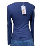 Pretty Garden Women’s Henley Top Long Sleeve Blue Ribbed Size Small NWT Photo 2