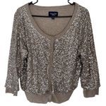 American Eagle Taupe Silver Sequin Cardigan Sweater Photo 13