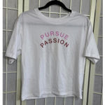 Fabletics Athleisure Gym Cotton Blend Printed Pursue Passion Tee White Small New Photo 14