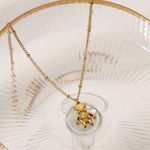 Gold Teddy Bear Pendant Necklace – 14K Plated Stainless Steel Chain Photo 0