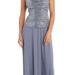 R & M Richards Steel Gray Sequin Top Full Length Sleeveless Formal Dress Size 14 Photo 0