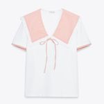 ZARA Gingham Check Contrast T-shirt Women's Medium Photo 0