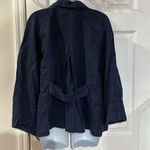 Charter Club  Women's Blue Linen Open Front Blazer Jacket Size L Photo 3