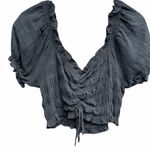 ✨HP✨COTTON CANDY LA Cinched Woven Womens Crop Top✨ Black Size L Photo 5