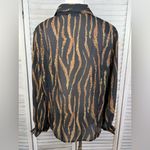 Impressions  Vintage 80's-90's Sheer Zebra/Cheetah Blouse w Removable Neck Tie-XL Photo 4