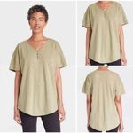 Knox Rose  Short Sleeve Essential Henley Tee Olive Size Medium Photo 0