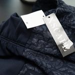 XScape  - Navy Floral Jacquard Long Sleeve Evening Gown Photo 11