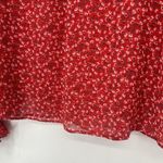 Gap  Red Ditsy Floral Smocked High Neck Top Long Balloon Sleeves Size M Photo 4