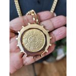 Womens Gold Cuban Chain Necklace With Angel Coin Pendant And Toggle Lock Jewelry Orange Photo 4
