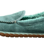 L.L.Bean Women Blue Suede Fleece Lined Mountain Moccasin Slippers Size 7 M Photo 0