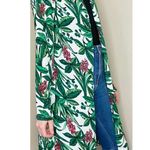 Periwinkle Green Leaf Floral Tropical Printed Long Open Cardigan Photo 1