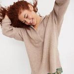 Aerie  V-Neck Hoodie Pullover Sweater Oversized Fit Tan Women's Size Small Photo 0