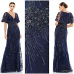 Mac Duggal  67493 Womens Blue VINTAGE FLUTTER SLEEVE EVENING GOWN Dress Photo 1
