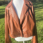Fashion to figure  Faux Leather Pleather Fringed Jacket Size 2 Brown Pleather Photo 0