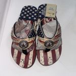 Montana West  Wedge American Flag Rhinestone Women’s Patriotic Flip Flops Size 10 Photo 13
