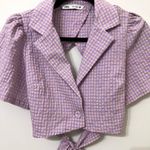 ZARA Women’s Gingham Crop Top with Front Tie Waist Photo 1