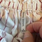 Bershka Striped Mini Skirt White Red Viscose Size Small Summer Casual Photo 1
