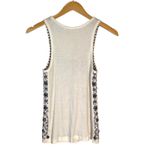 Lela Rose Floral Sequin Embellished Sleeveless Cotton Tank Top Navy Small Blue Photo 2