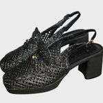 Aerosoles Womens Santiago Black Raffia Slingback Block Heel Loafers Size 10M Photo 1