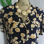 Evan Picone  Gold Floral Button Blouse Top Photo 1