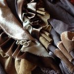 Anthropologie  Ruffle Chocolate Brown Velvet Silk Sheer Mesh Long Cardigan Medium Photo 2