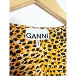 Ganni  Leopard Print Plunge Midi Dress Crepe Yellow Animal Print Long Sleeve Photo 4