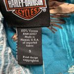 Harley Davidson Vintage 90s Dress Blue Strapless Floral Tropical Print Open Back Photo 8