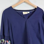 Maeve Anthropologie Sonja Top Women 6 Blue Floral Embroider Balloon Sleeve Boho Photo 3